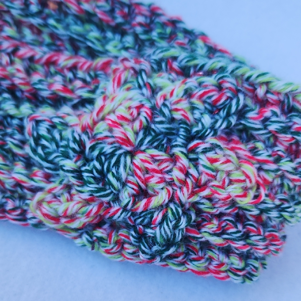 Handmade Crochet Multicolor Headband Ear Warmer in Peppermint Meringue - Picture 4 of 4